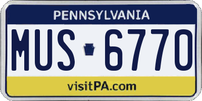 PA license plate MUS6770