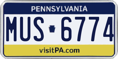 PA license plate MUS6774