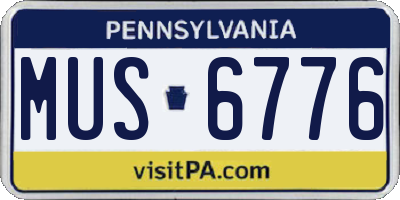 PA license plate MUS6776
