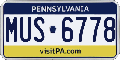 PA license plate MUS6778