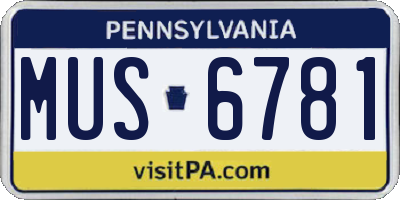 PA license plate MUS6781