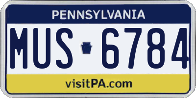 PA license plate MUS6784