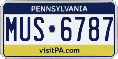 PA license plate MUS6787