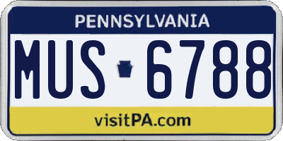 PA license plate MUS6788