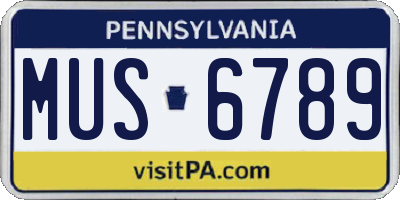 PA license plate MUS6789