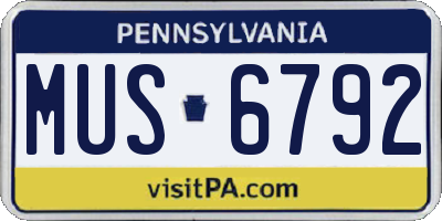 PA license plate MUS6792