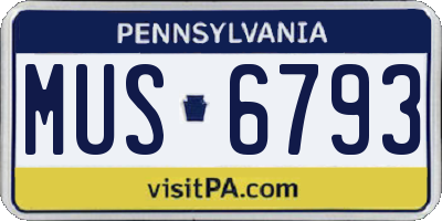 PA license plate MUS6793