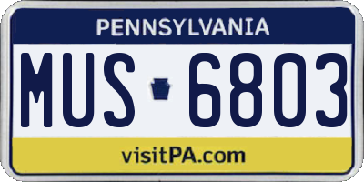 PA license plate MUS6803
