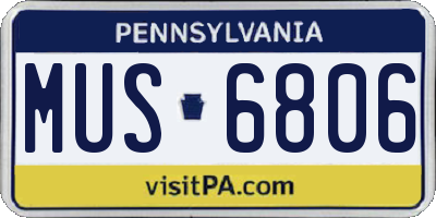PA license plate MUS6806