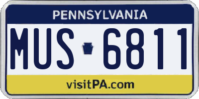 PA license plate MUS6811