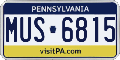 PA license plate MUS6815