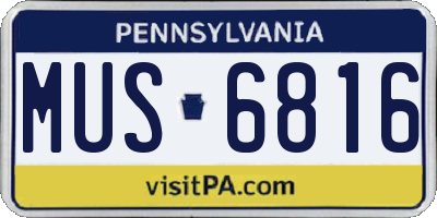PA license plate MUS6816