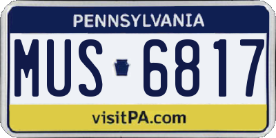 PA license plate MUS6817