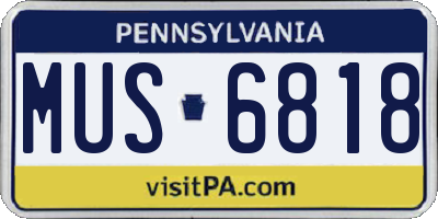 PA license plate MUS6818