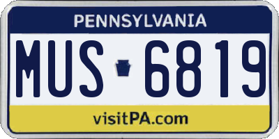 PA license plate MUS6819