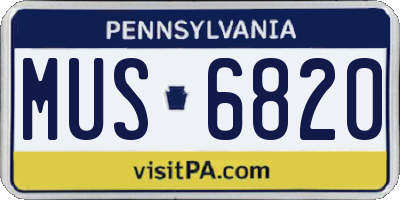 PA license plate MUS6820