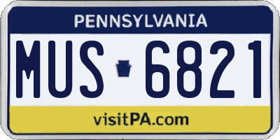 PA license plate MUS6821