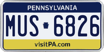 PA license plate MUS6826