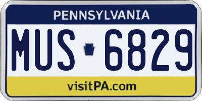 PA license plate MUS6829
