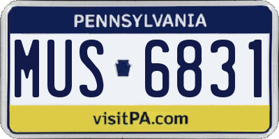 PA license plate MUS6831