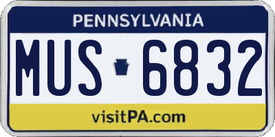 PA license plate MUS6832