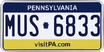 PA license plate MUS6833