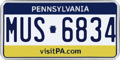 PA license plate MUS6834