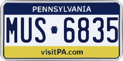 PA license plate MUS6835