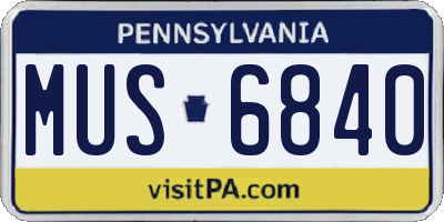 PA license plate MUS6840
