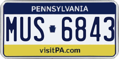 PA license plate MUS6843