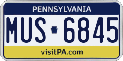 PA license plate MUS6845