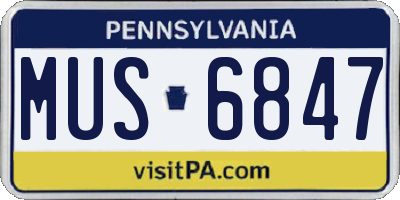 PA license plate MUS6847