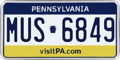 PA license plate MUS6849