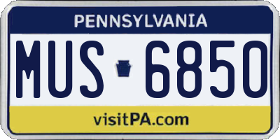 PA license plate MUS6850