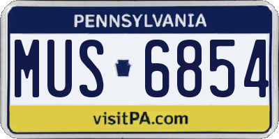 PA license plate MUS6854