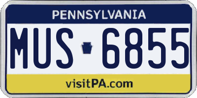PA license plate MUS6855