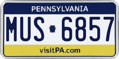 PA license plate MUS6857