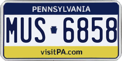PA license plate MUS6858