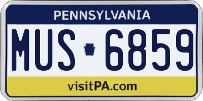 PA license plate MUS6859