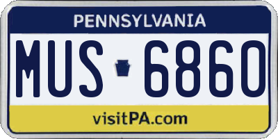 PA license plate MUS6860