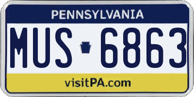 PA license plate MUS6863