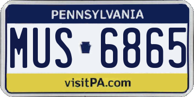 PA license plate MUS6865