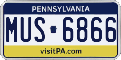 PA license plate MUS6866