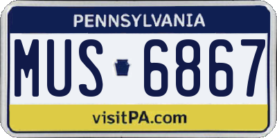 PA license plate MUS6867