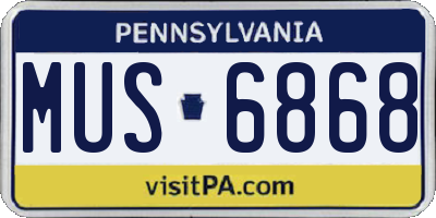 PA license plate MUS6868