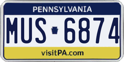 PA license plate MUS6874