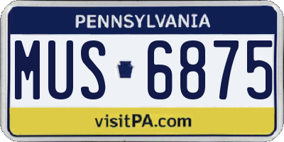 PA license plate MUS6875