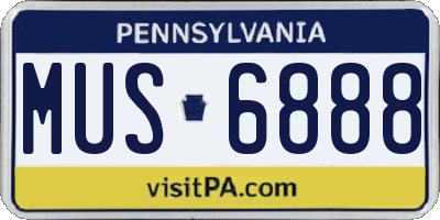 PA license plate MUS6888