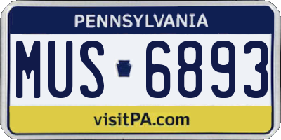 PA license plate MUS6893