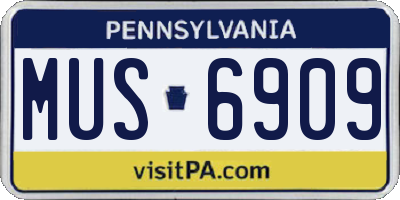 PA license plate MUS6909